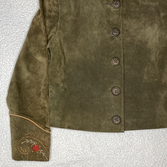 Scully Floral Embroidered Suede Leather Jacket: Size 10 - Picture 5 of 11